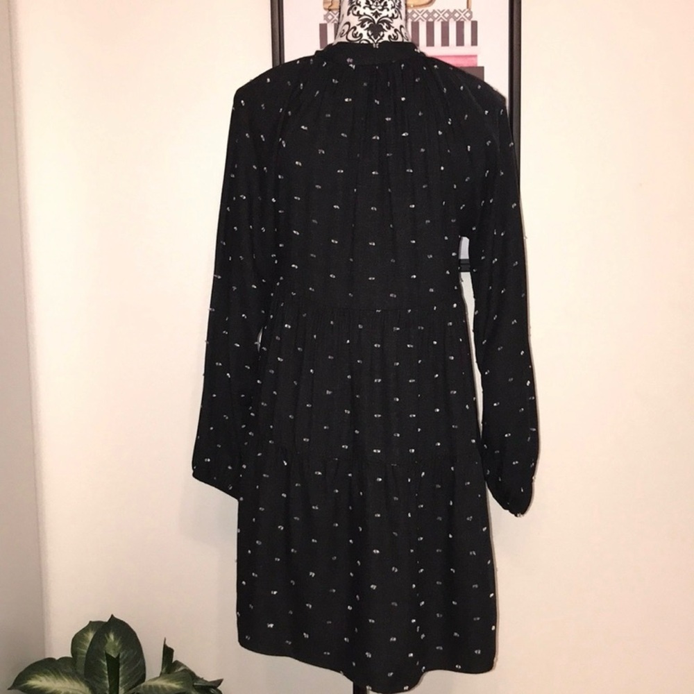 NWT ZARA Dotted Black Long Sleeve Mesh Mini Dress - Small - Picture 3 of 13